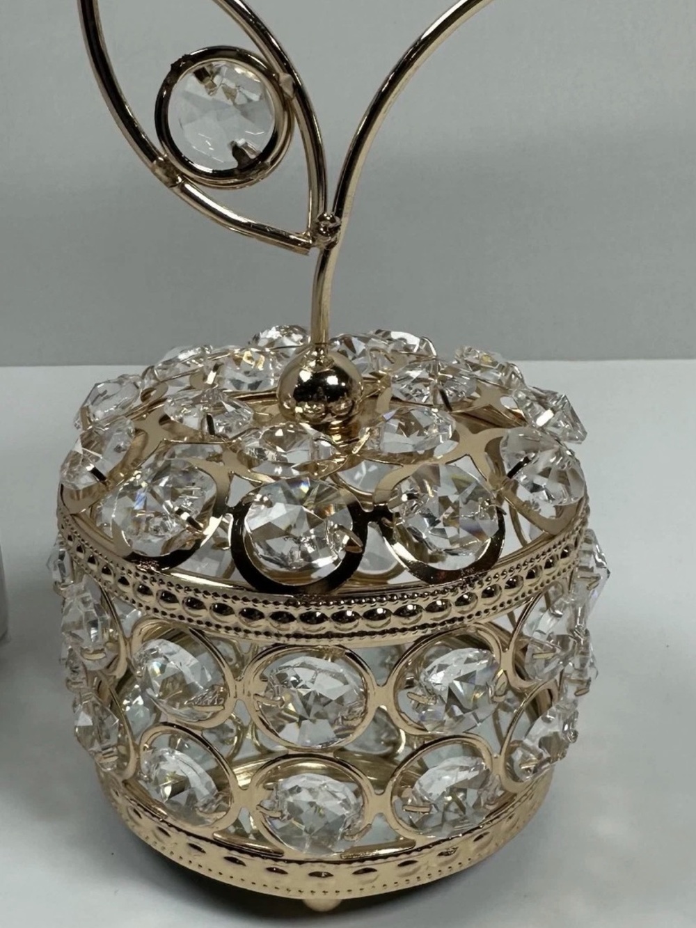 ELLDOO Gold Crystal Apple Jewelry Box – Faceted Gem Bedroom Accent
